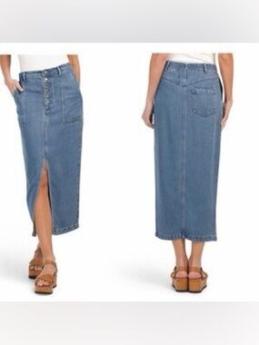 NWT Young Fabulous & Broke Denim Button-Front Maxi Skirt - Size Small